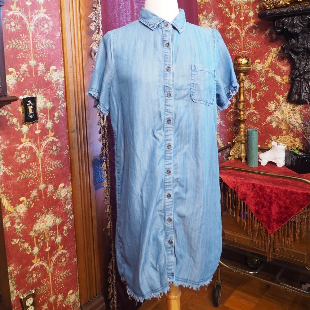 Super Soft Denim Button Up T-shirt Dress
